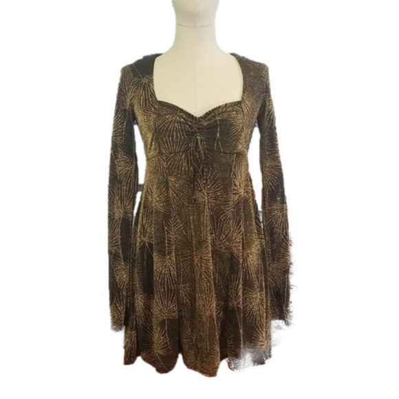 𝅺SHOW me your Mumu black and gold dress size xs - Picture 1 of 8